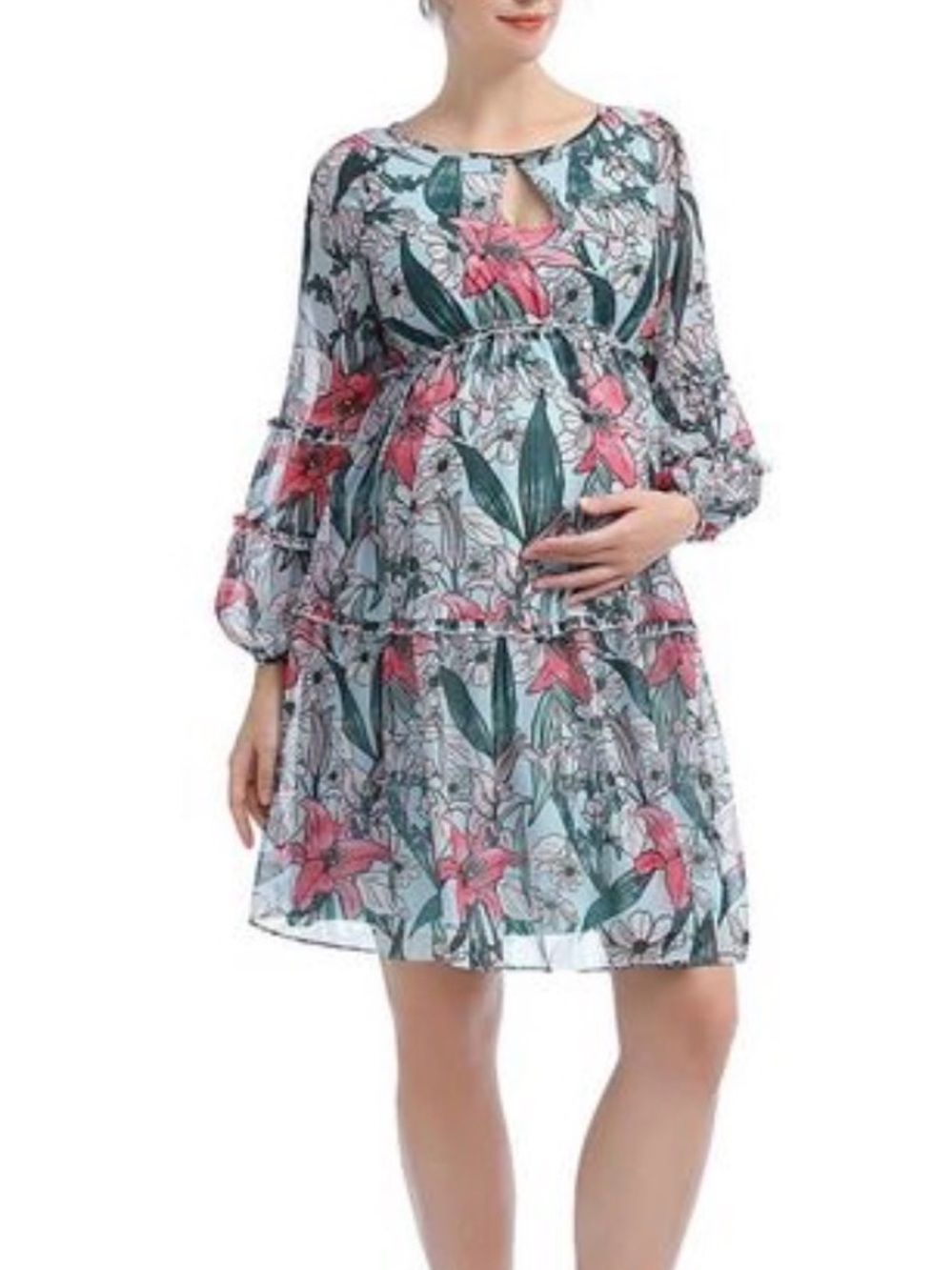 Kimi + Kai nia floral maternity babydoll dress Sz Small - EUC